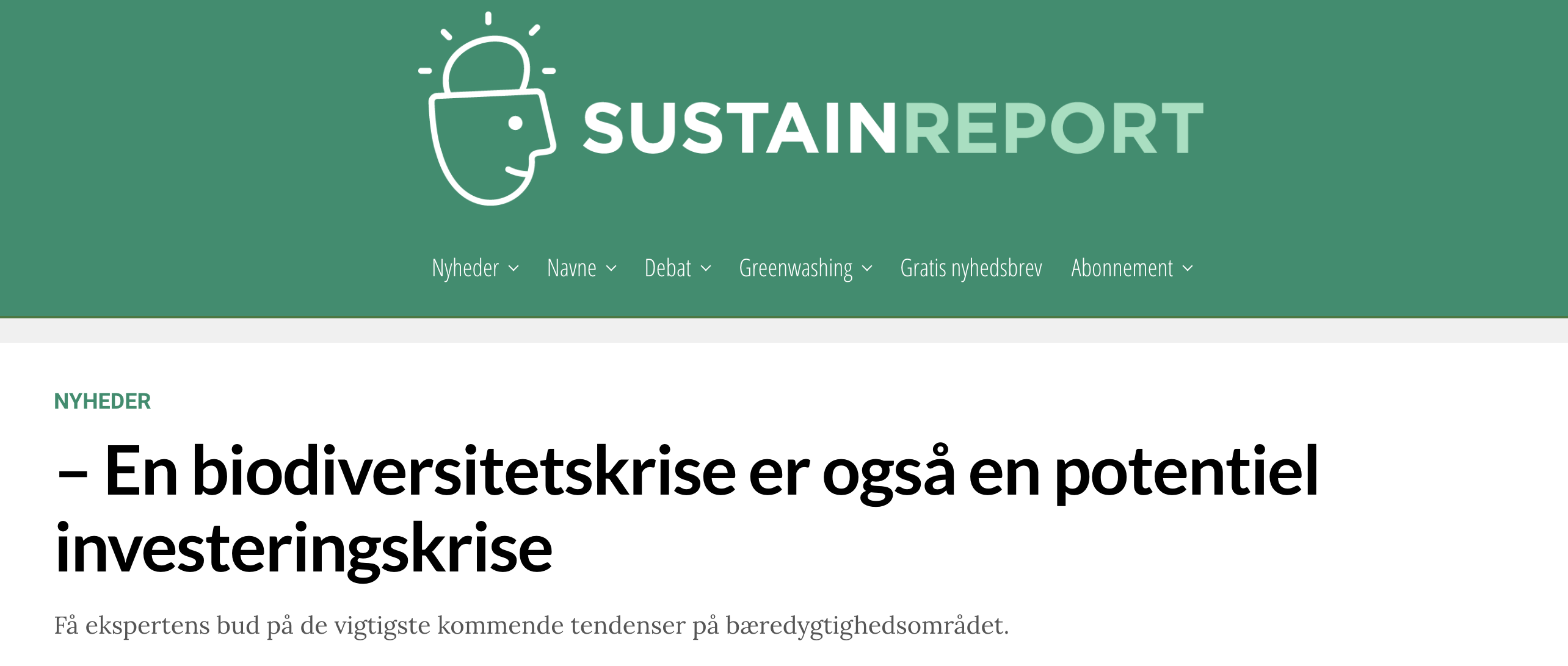 En biodiversitetskrise er også en potentiel investeringskrise