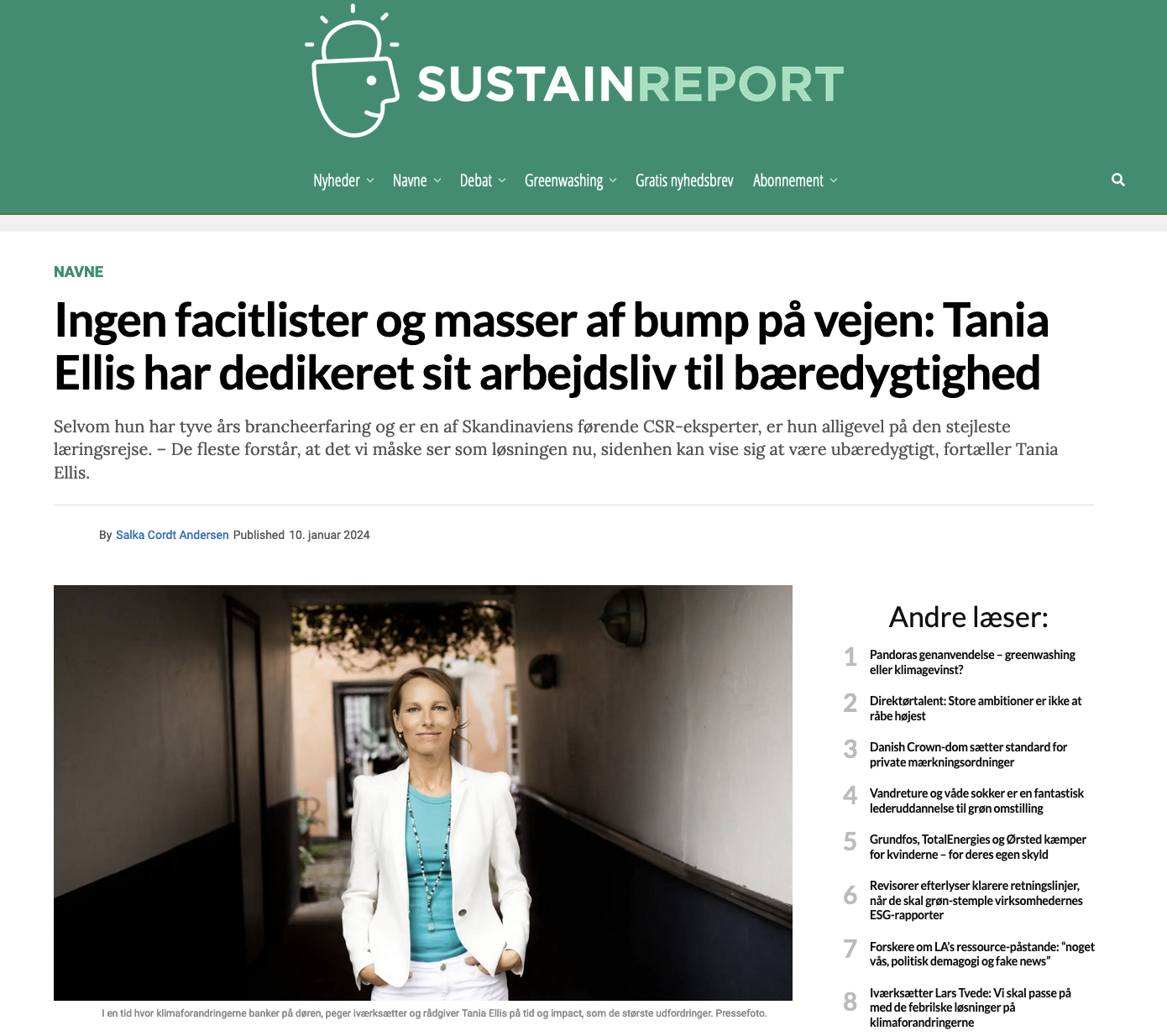 Ingen facitlister og masser af bump på vejen: Tania Ellis har dedikeret sit arbejdsliv til bæredygtighed